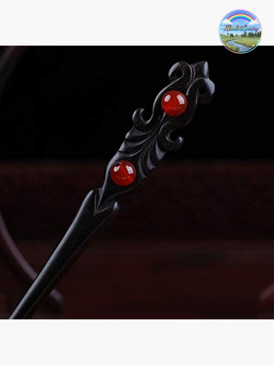 Handmade Ebony Double-faced Sword Hairpins Wooden Hair Sticks 7.08 in main image 4